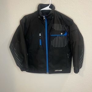 Descente/DNA black and blue w/stripes Boys ski jacket missing hood size 8